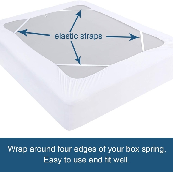 Box Spring Cover Queen Size, Elastic Fabric Wrap Around 4 Sides Bed Skirt, Sleek - Picture 7 of 7